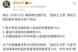 速报:魔兽世界怀旧服奥杜尔再削弱,万圣节BOSS掉落装等提升至232图片