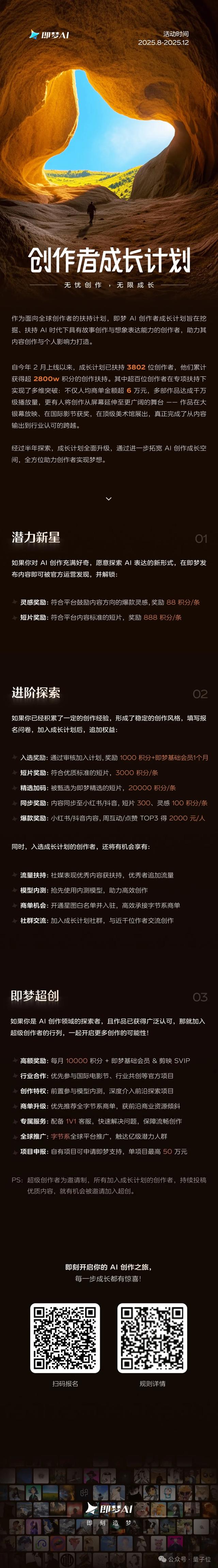 即梦新升级了一个扶持计划，要让AI创作者不再“为爱发电”