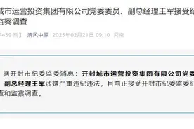 开封城市运营投资集团有限公司党委委员、副总经理王军接受审查调查图片