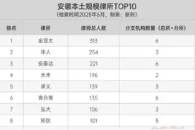 2025年安徽本土律师事务所人数规模最新排名图片