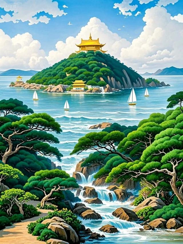 跟着插画去旅行—普陀山仙境