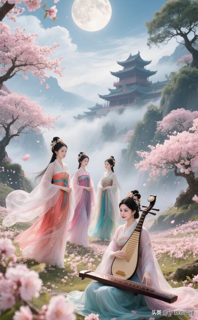 月色如水漾清辉，古风雅韵绕花帷，弦音轻淌穿幽径此景如梦不思归