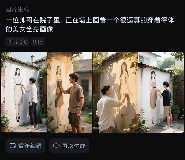 墙上的美女画像突然变成真人走了出来，一下抱住帅哥画师