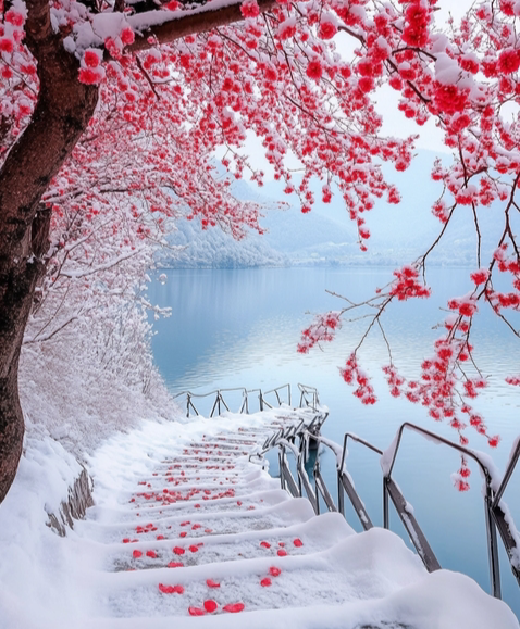 雪一落，这里的梅花便美成了诗，太漂亮了