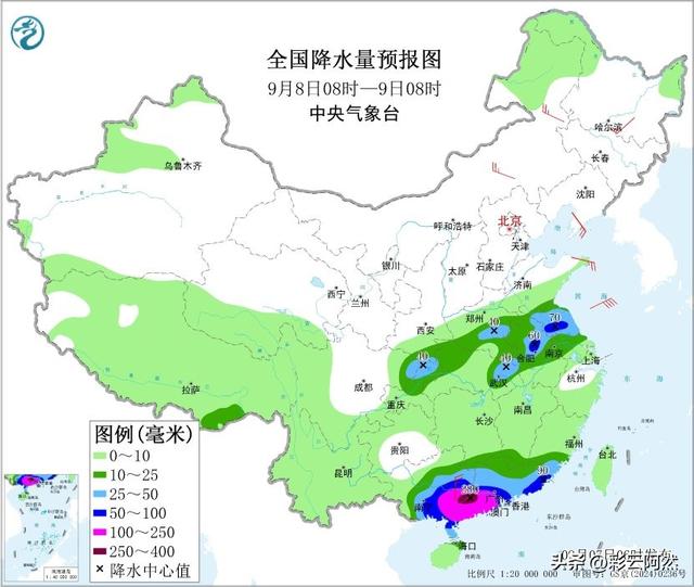 新一轮强降水来袭，冷空气局地降温12℃，明日9月8~10号降雨如下