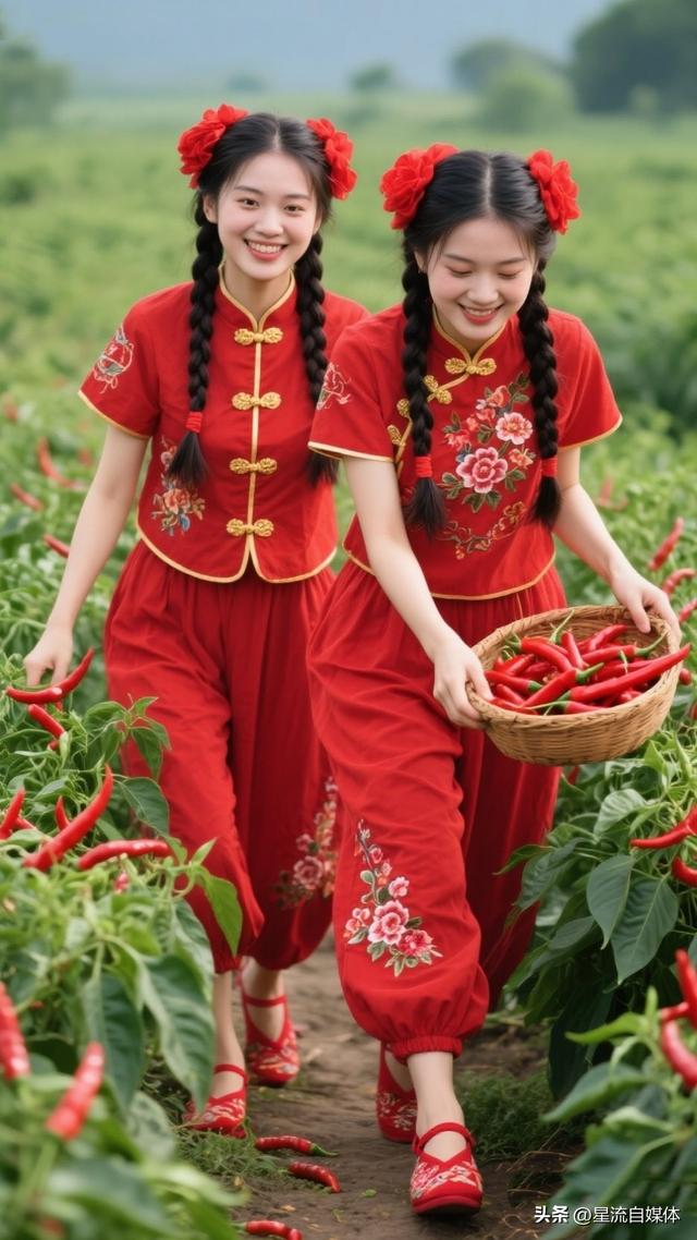 当我穿花衣回村，辣椒地秒变秀场！
