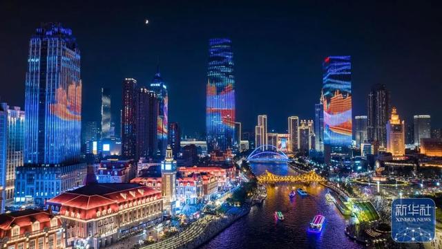夜幕下的海河，绝美！