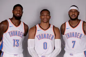 18年雷霆组威少乔治甜瓜三巨头，意在冲冠，为何首轮不敌一新秀？图片