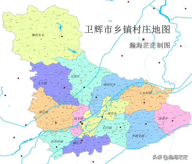 卫辉市地形图、乡镇及人口地图、村庄地图