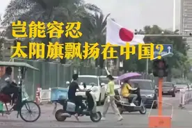 震惊！温州一女子高举日本旗大摇大摆过路口！这都没人管管了吗？图片