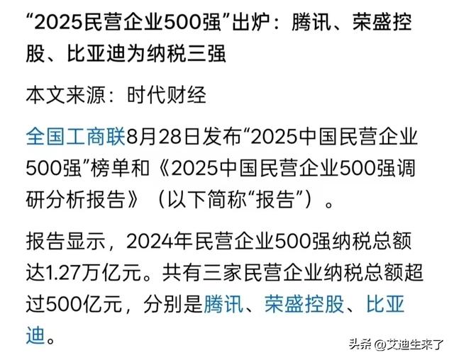 民企500强榜单大揭秘！比亚迪的超强表现太绝了！