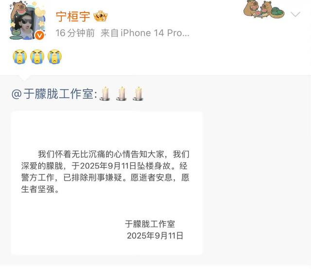 众星发文悼念于朦胧