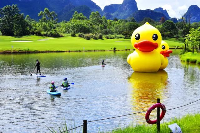 桂林:小黄鸭飞进桂海晴岚!