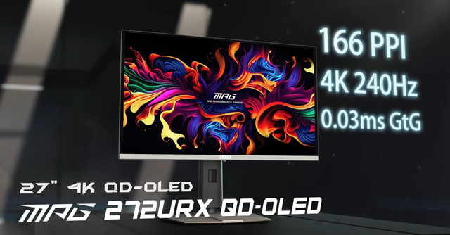4K@240Hz极致流畅体验：微星MPG 272URX QD-OLED引领电竞新时代！