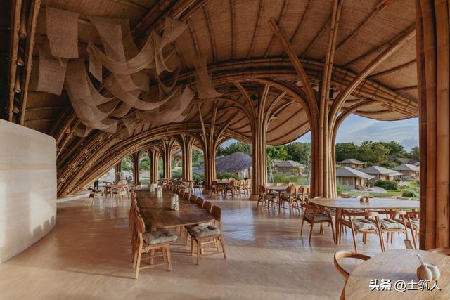 巴厘岛度假村——来自被海洋生物启示的大型竹屋顶