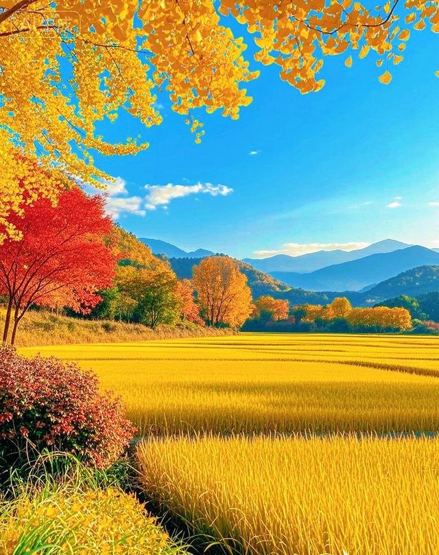 金稻铺野，彩林尽染的秋日盛景