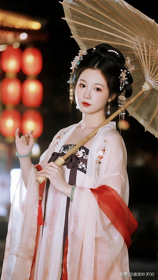 红妆美人伞下立，古风韵味入画来。#气质红妆女子#