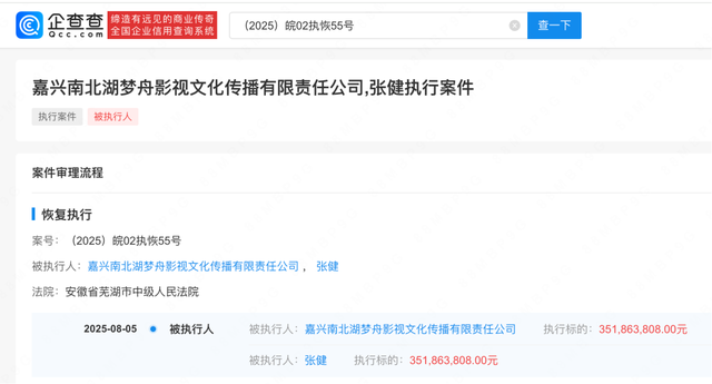 张若昀父亲被恢复执行3.5亿
