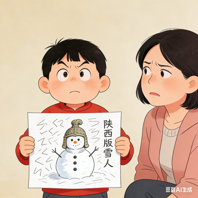 陕西宝妈扎心！娃追半月大雪人新闻，问啥时候去我哑了