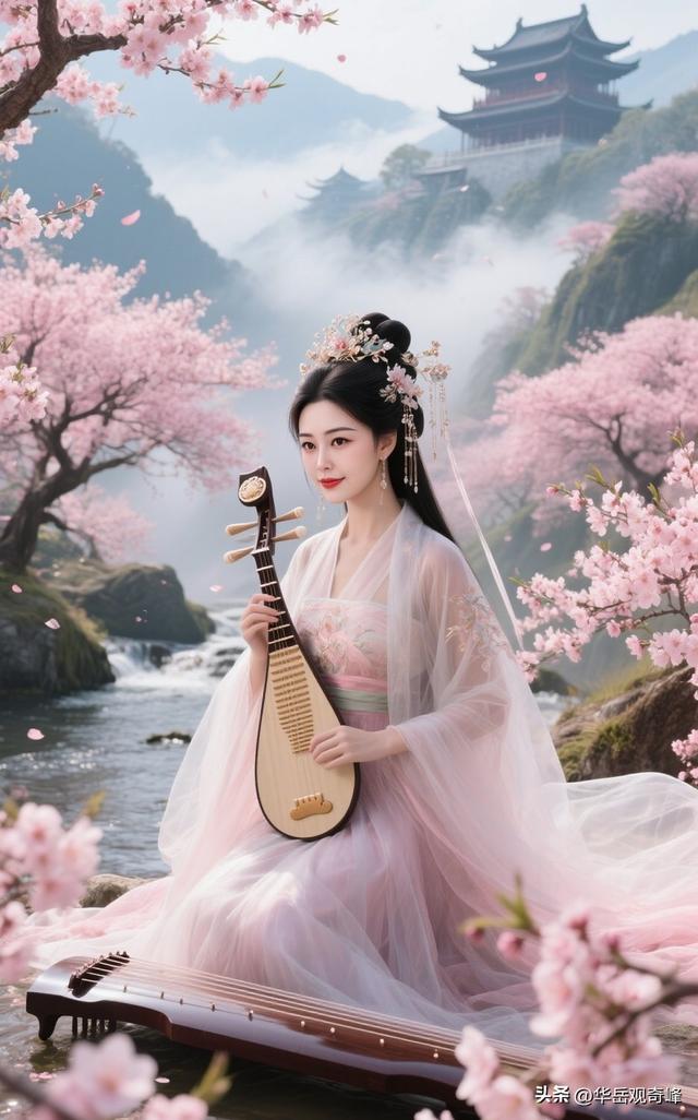 月色如水漾清辉，古风雅韵绕花帷，弦音轻淌穿幽径此景如梦不思归