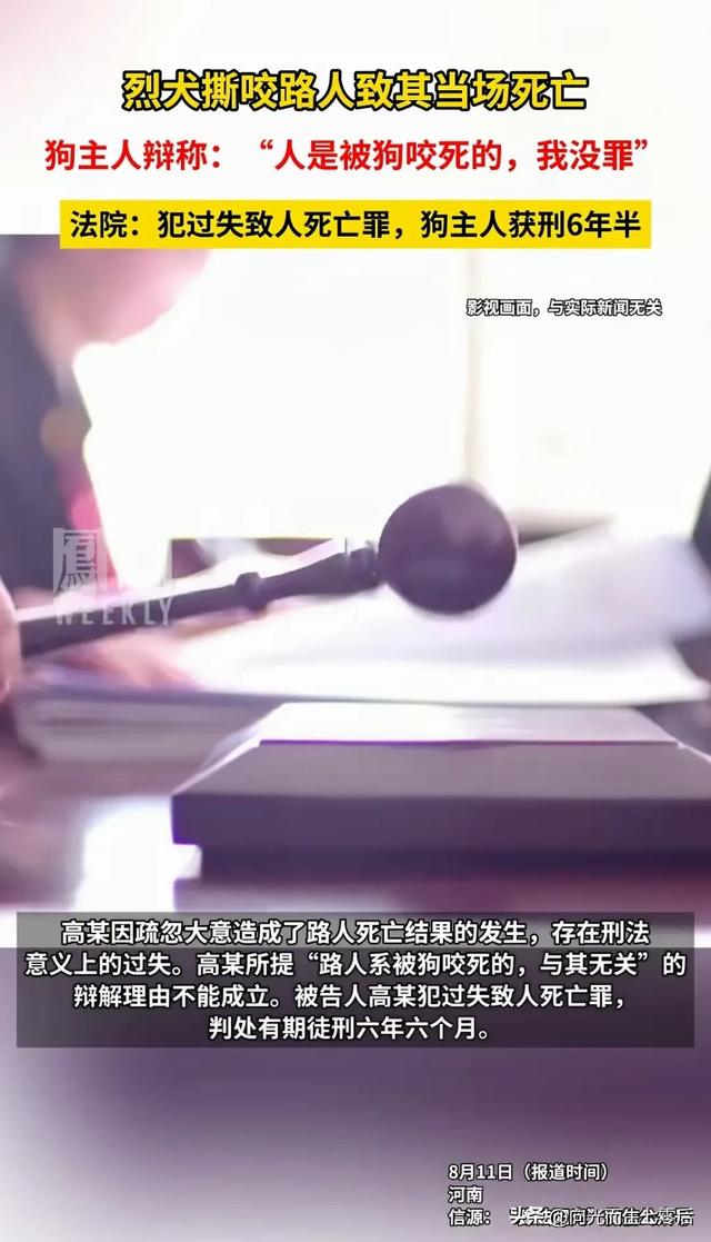 烈犬撕咬路人出人命 狗主人获刑6年半
