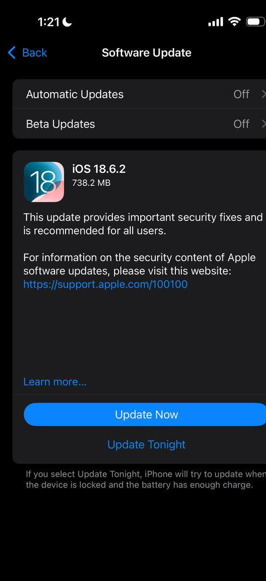 苹果 iOS 18.6.2 正式发布，这波升级香不香？