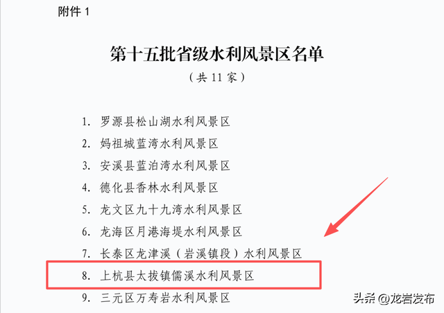 省级水利风景区，龙岩+1！