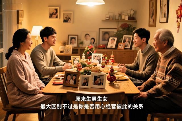 左手抱着儿子，右手牵着女儿，满脸的高兴，生男生女有区别吗？