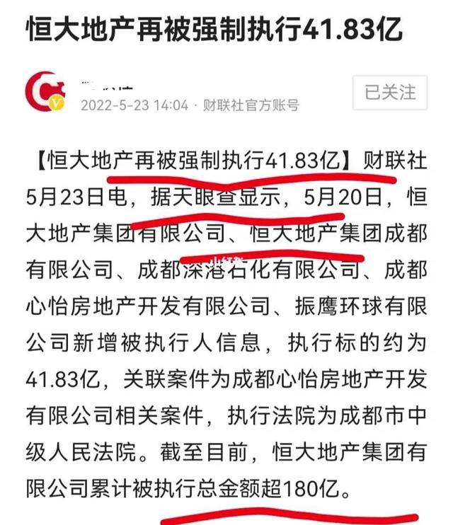 恒大地产，强制执行！