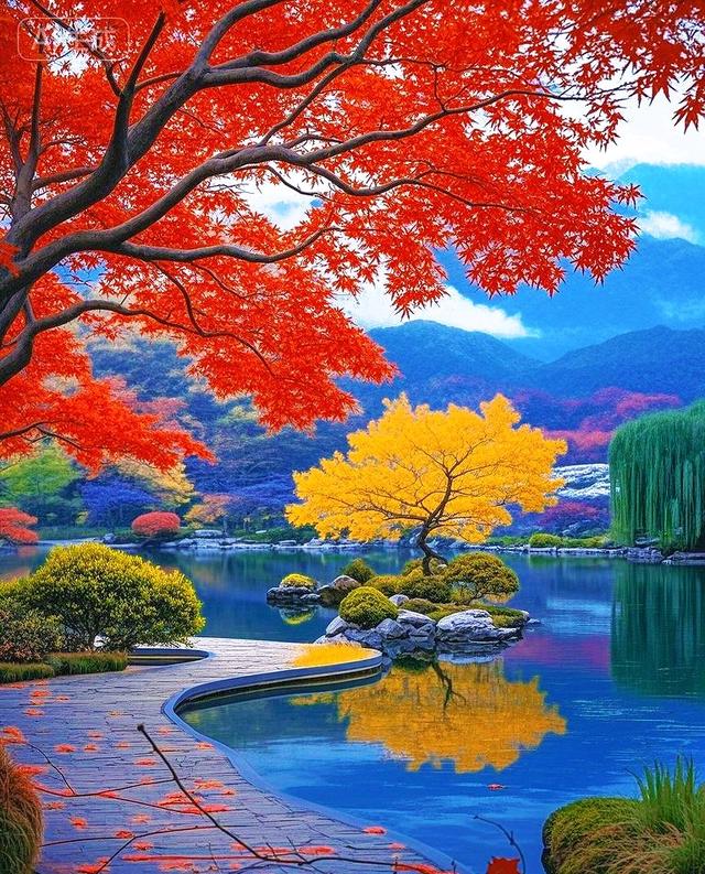 秋意浓浓，湖边的秋景太唯美