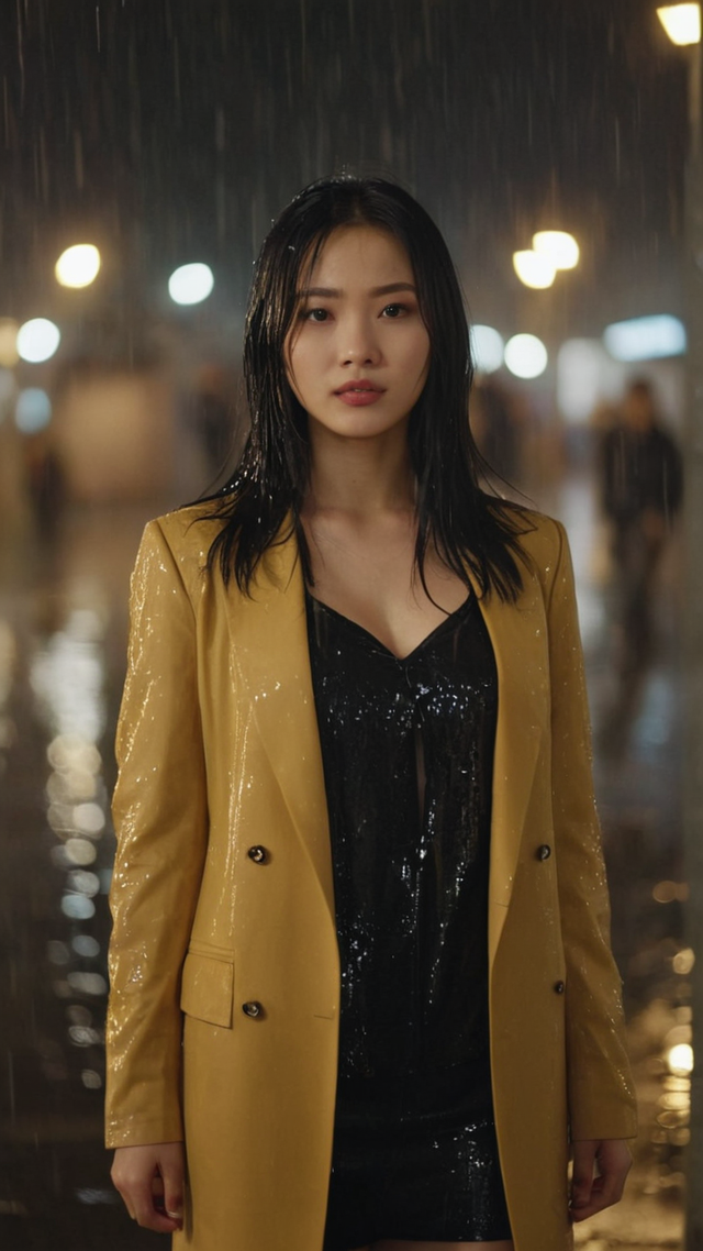美女写真——雨中的女孩