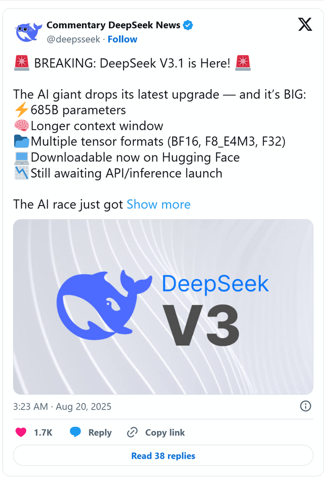 V3.1模型给世界科技巨头带来重击，DeepSeek重新定义行业成本结构