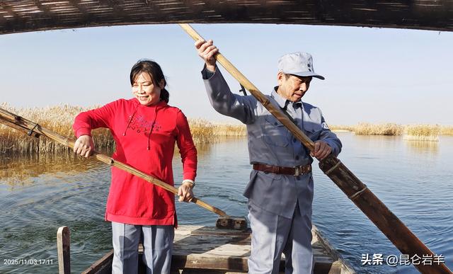 阿克苏野鸭湖景区芦花绽放与湖水交相辉映成为游客热门旅游打卡地