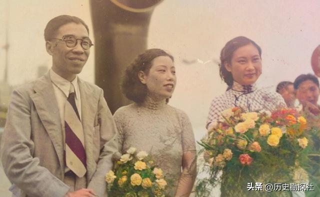 戴笠与胡蝶的真实影像，胡蝶一颦一笑妩媚动人，戴不怒自威