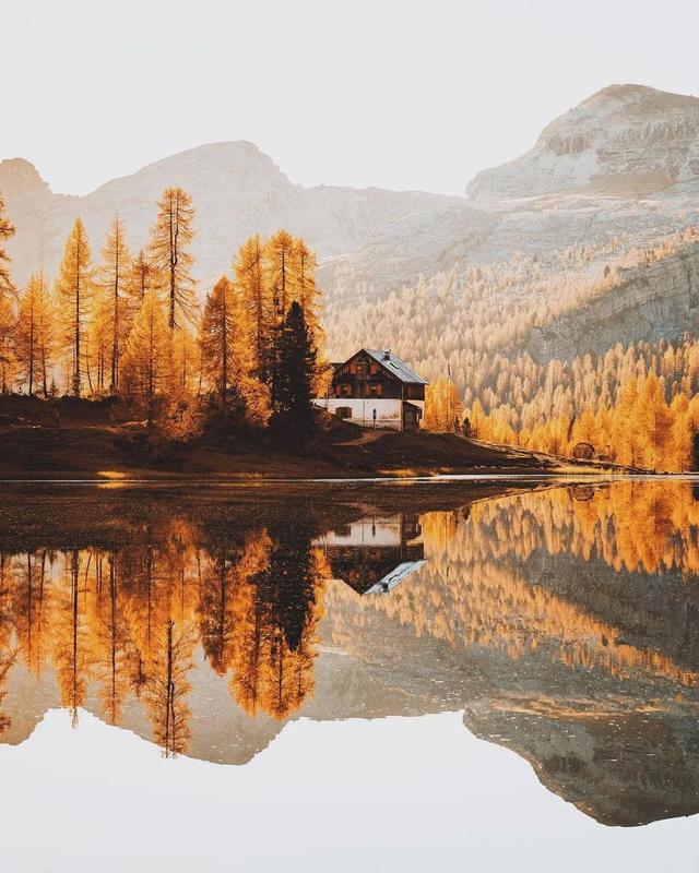 秋天的色彩，染在树上，也映在了水里