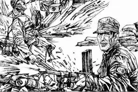 几千群众被鬼子围住，十名勇士四进三出包围圈，最后全部牺牲。图片