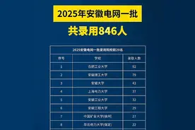 安徽电网2025年录用名单：合工大登顶，中科大16人，安理工赢麻了图片