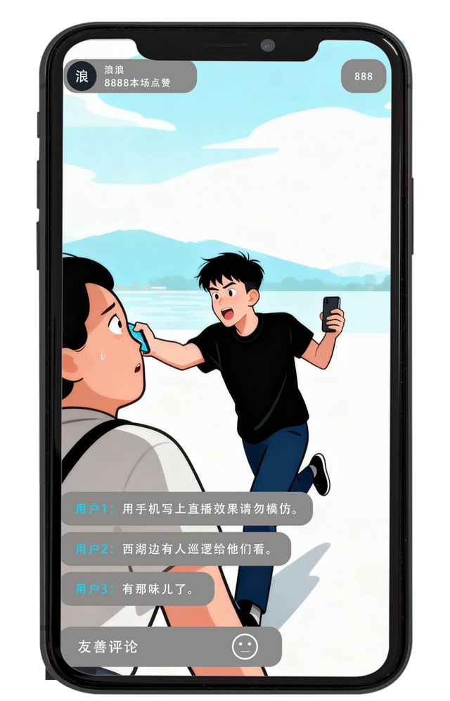 网红多次尝试拦阻路人，强行要求对方观看不雅视频
