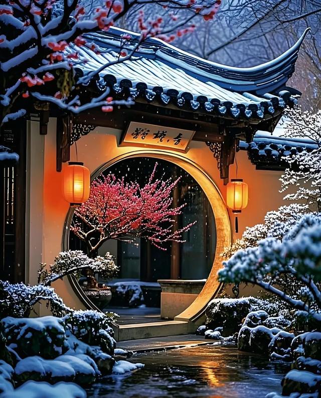 好漂亮的一组雪中梅花，美景配美言，太美了！