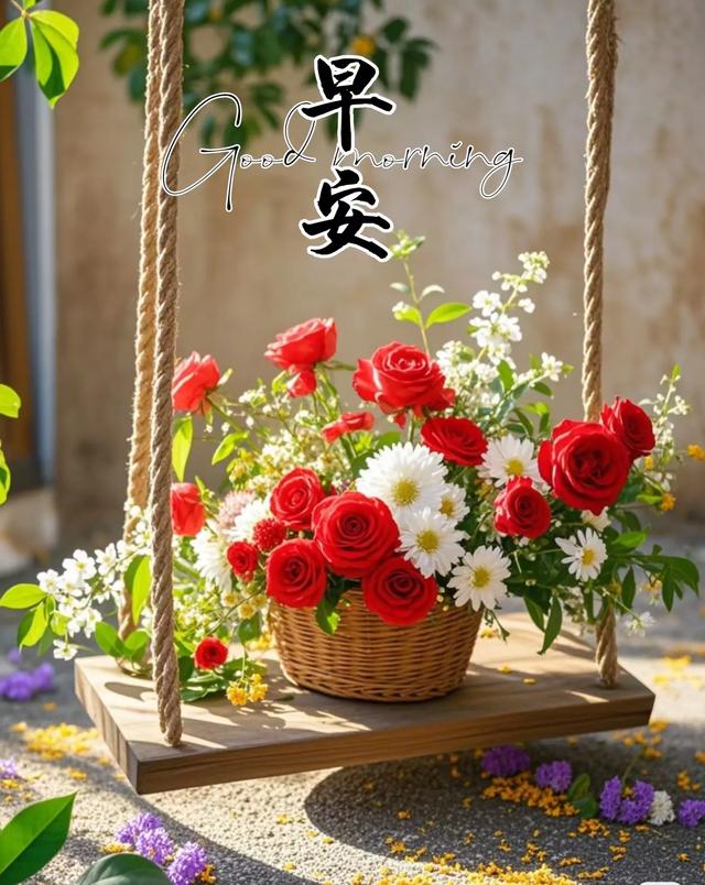 早上好早安祝福美图/静观天边云卷云舒，笑看庭前花开花落