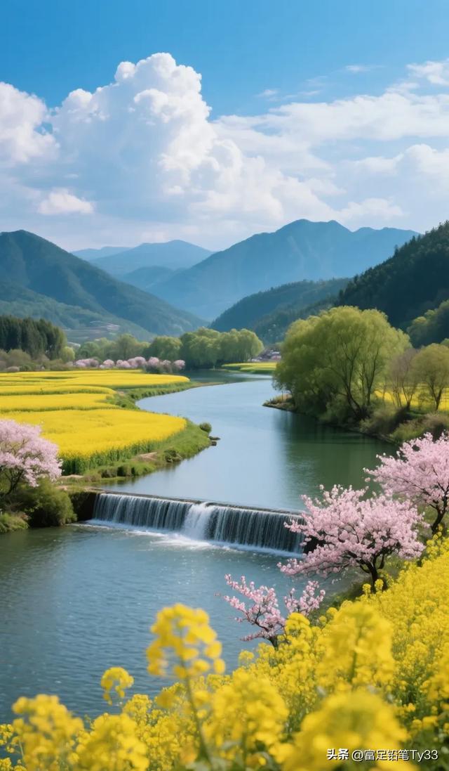 春日赏花，漫步在油菜花田与樱花林之间，感受大自然的美好