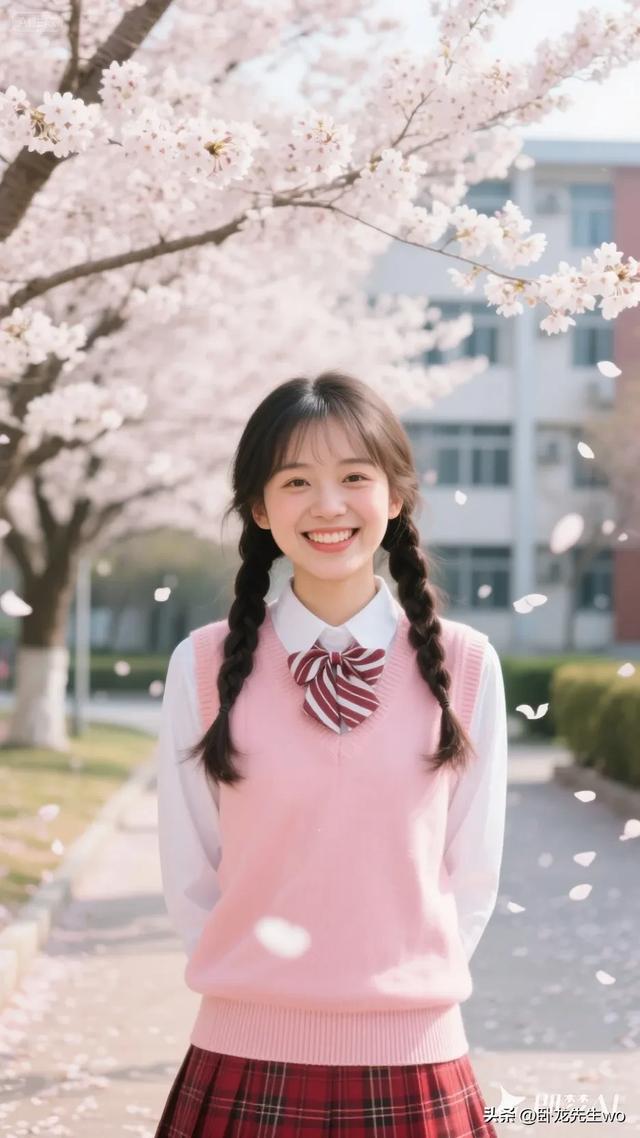 樱花校园里的女学生