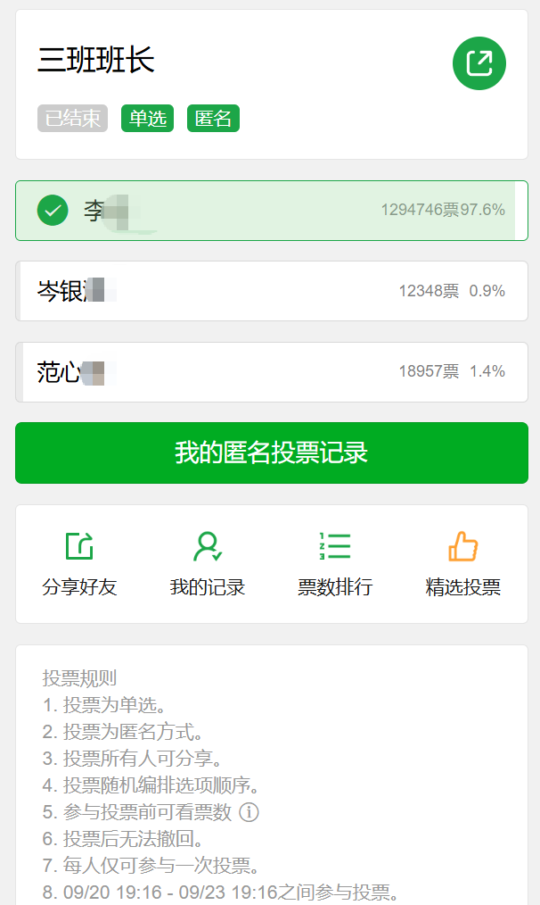 132万网友参与的三班班长投票