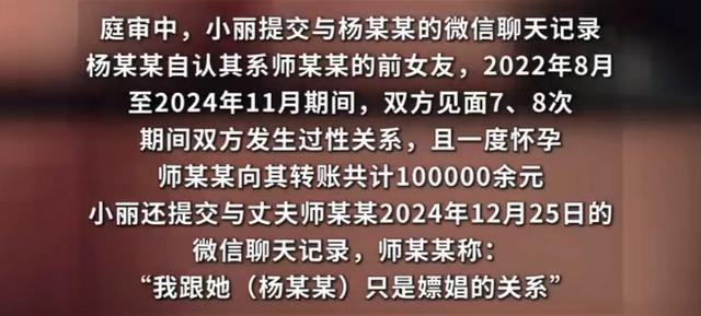 两年见面7、8次发生过性关系且一度怀孕，男子出轨前女友向其转账10.9万元狡辩称“我跟她只是嫖娼的关系”