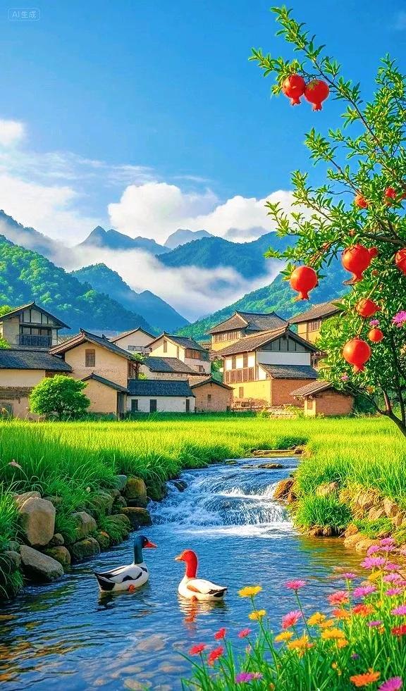 溪绕繁花，鸭戏山间——这乡村，藏着岁月的静美