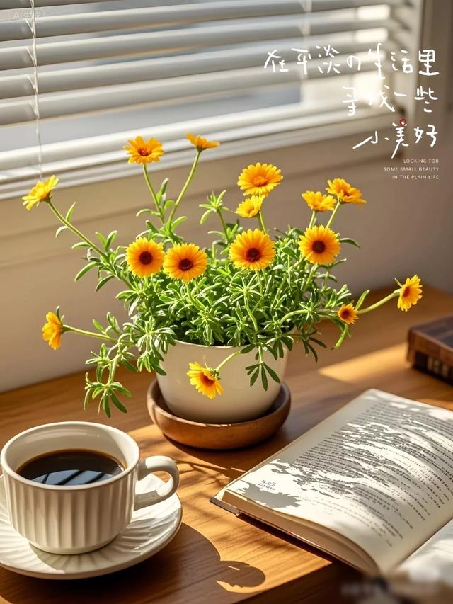 早上好早安祝福美图/静观天边云卷云舒，笑看庭前花开花落