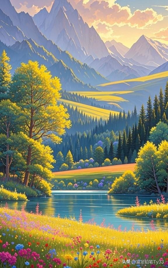 阳光洒满湖面，山峦起伏间，大自然的美景尽收眼底！