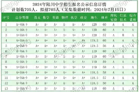 2024年陆川中学中考招生拟招成绩详情——总分等级A+线有645人！图片