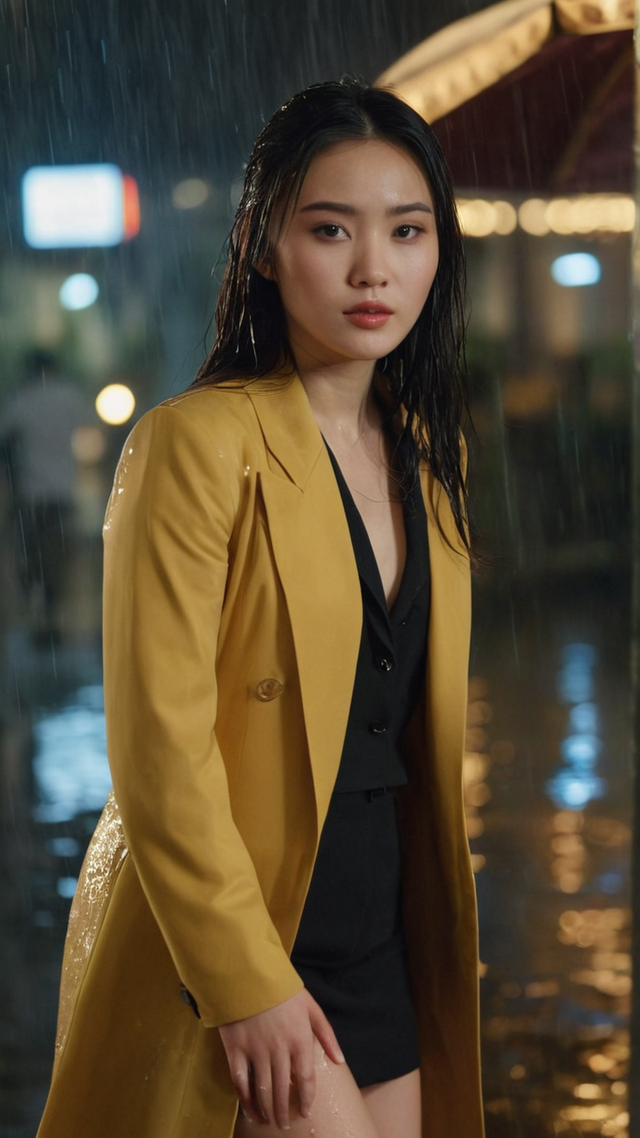 美女写真——雨中的女孩