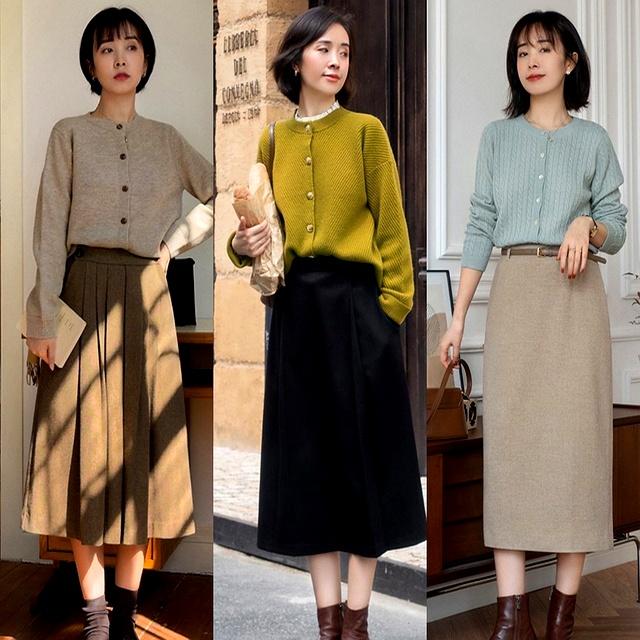 秋冬穿“长裙+短靴”，显高显瘦显气质